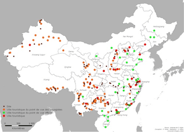 Carte 4: écarts entre les lieux cités dans les statistiques gouvernementales et ceux relevés grâce à la méthode fondée sur l’étude des catalogues des tour-opérateurs.