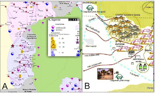 Figure 3 – Typology of data entered into knowledge community mapping systems at a regional (A) and local (B) scale. Source.