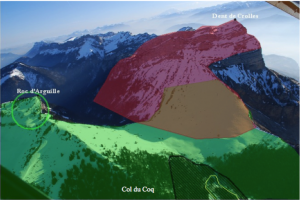 Carte 1 : L’imbrication des espaces protégés au col du Coq (Parc naturel régional de Chartreuse). Source : Yohann Rech.