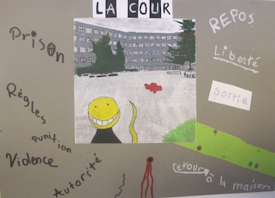 Figure 2 : « La cour », un espace ambivalent. Source : photographie transformée par Ettore (Genève, 2014).